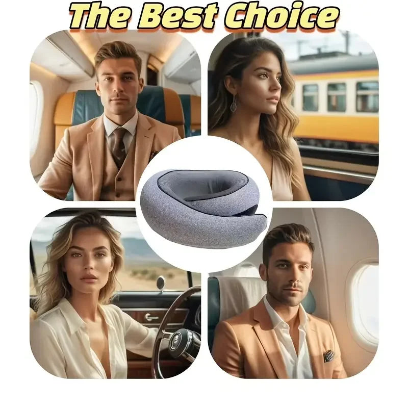 U-Shaped Travel Pillow, Snail Style, Portable with Adjustable Neck Support, Machine Washable, Knit Polypropylene Cover